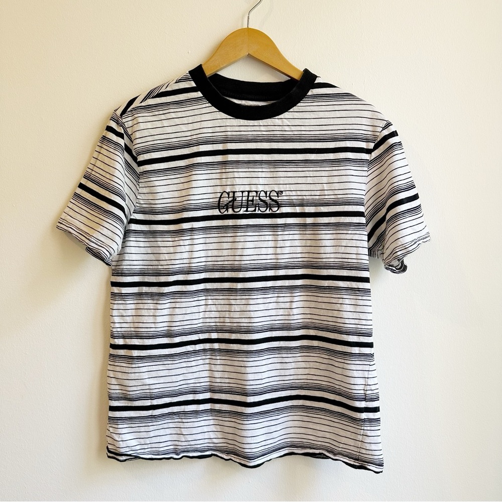 GUESS Black & White Striped Tee Short Sleeve T-shirt